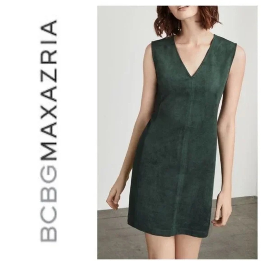 BCBGMaxAzria Malina faux suede green dress medium. I have same dress in pink too